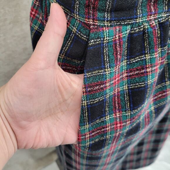 Pendelton Vintage 70s Black Stewart Tartan Plaid Wool Skirt Red Green Black - Picture 5 of 12